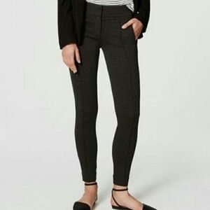 LOFT size 0 Pintuck Ponte Skinny Pants Charcoal Gray Career Office Stretch